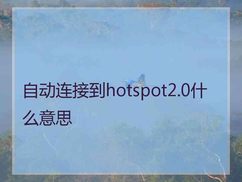 自动连接到hotspot2.0什么意思